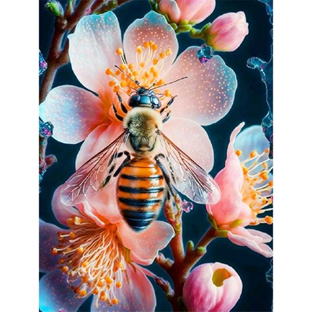Cuadros Decorativos 5D bricolaje ronda completa taladro diamante pintura flor abeja Kit decoración del hogar (QQ321) DQrwqpou Nuevos Originales