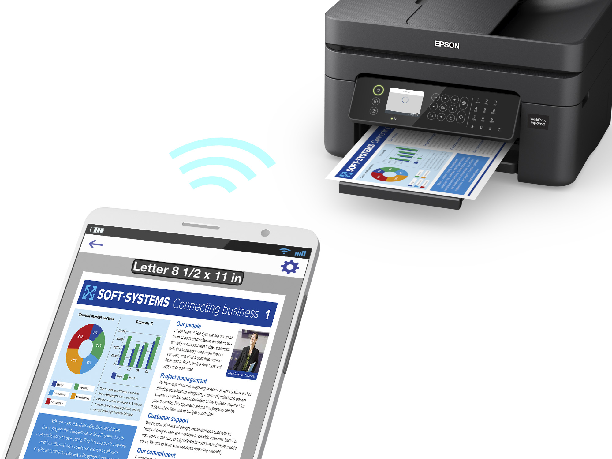 Epson WorkForce WF-2850 All-in-One Wireless Color Printer with Scanner, Copier and Fax - image 4 of 7