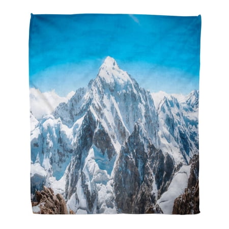 SIDONKU Throw Blanket 58x80 Inches Blue Mount Mountain Peak Everest National Park Nepal Himalaya Warm Flannel Soft Blanket for Couch Sofa Bed