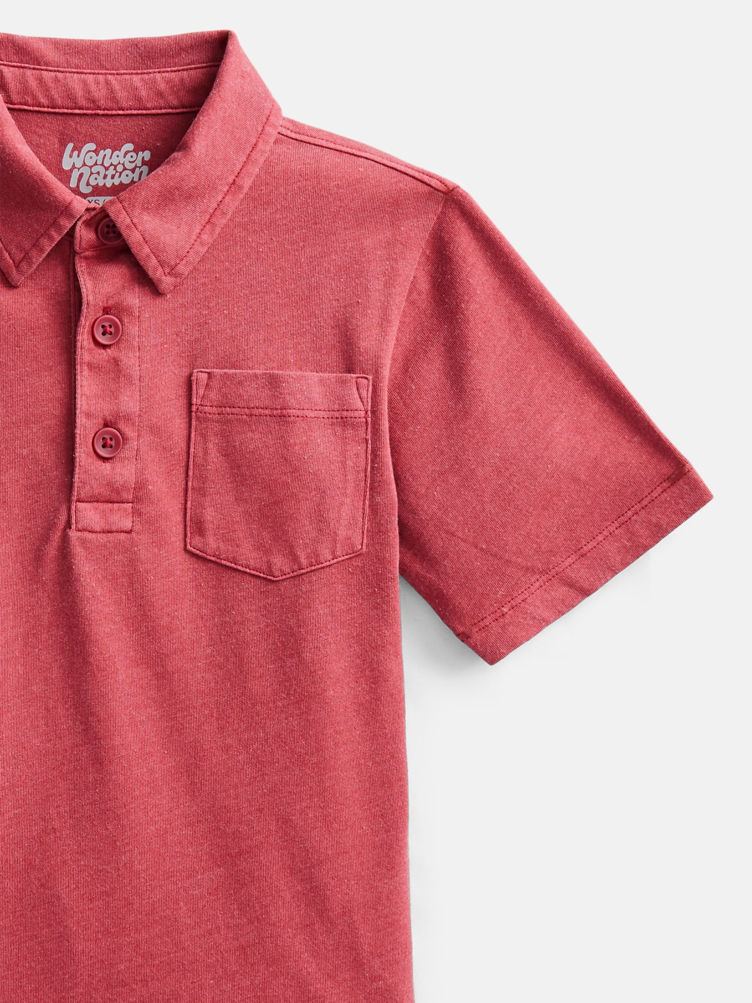 Wonder Nation Boys' Garment Dye Polo Shirt, Sizes XS-XXL & Husky