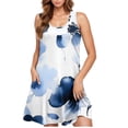 thumbnail image 4 of TOPUUTP Casual Summer Dresses for Women Sleeveless Loose Crew Neck Flowy Pockets Spring Summer Dress Tank Swimsuit Coverup Floral Print A-Line Beach Dresses Sky Blue S, 4 of 5