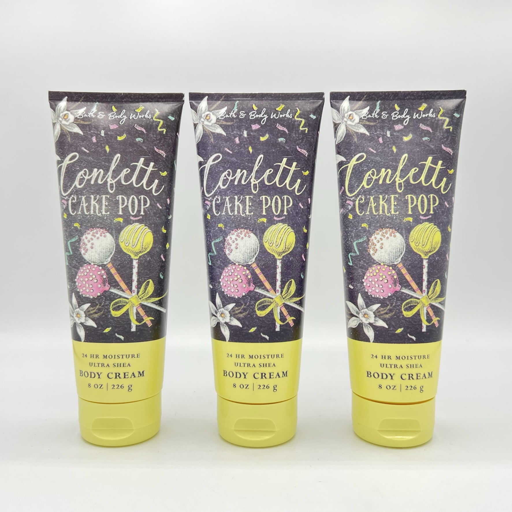 Bath and Body Works Confetti Cake Pop 8oz Ultra Shea Body Cream 3Pack
