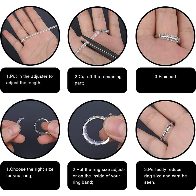 12 Pcs Ring Size Adjusters, with 2 Polishing Cloth, Transparent Loose Ring  Guard Sizer with Jewelry Sizer for Men and Women's Rings (12 Styles) 