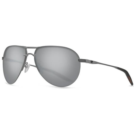 Costa Helo Sunglasses, Gray Silver Mirror 580P, Matte Silver/Translucent Gray/Orange Frame