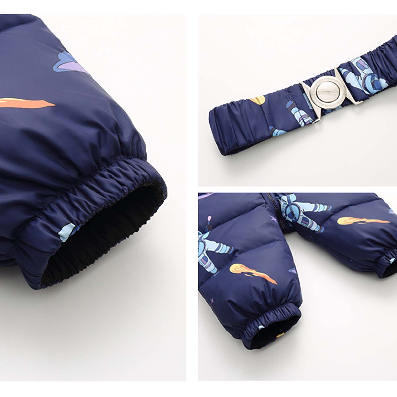 Toddler Winter Jumpsuit Boys Girls Cute Down Coat Puffer Hooded Snowsuit Romper Baby Warm Long Sleeve Onesies, Blue, 1 Years