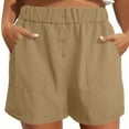 thumbnail image 2 of QATAINLAV Summer Shorts for Women Casual Cotton Button Short Pant Solid Color Lightweight Wide Leg Bermuda Shorts with Pockets Khaki XXL Prime Today, 2 of 9