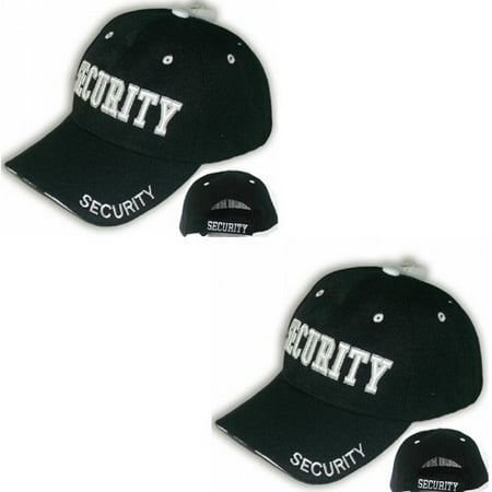 Cotton Ball Cap - 2 Pack Security Hat Baseball Ball Cap Black Embroidered Adjustable 100% Cotton