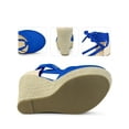 thumbnail image 2 of BLISSFUL STEP Women's Shoes Retro Espadrille Wedge Closed Toe Tie Up Suede Linen Sandals Royal Blue 7, 2 of 5