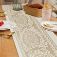 thumbnail image 4 of Btomtd Vintage Table Runner for Home Decor, Dining Table Cloth with Heat Insulation, Bohemian Style Linen Tea Table Runners and Cover, 47"x12", Beige-A, 4 of 6