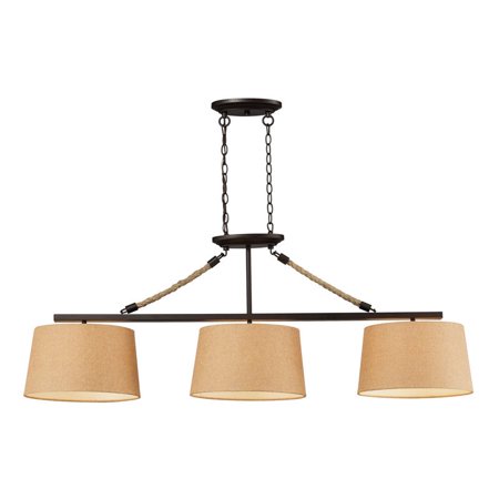 Elk Lighting Natural Rope 3 Light LED Kitchen Island Pendant in Bronze