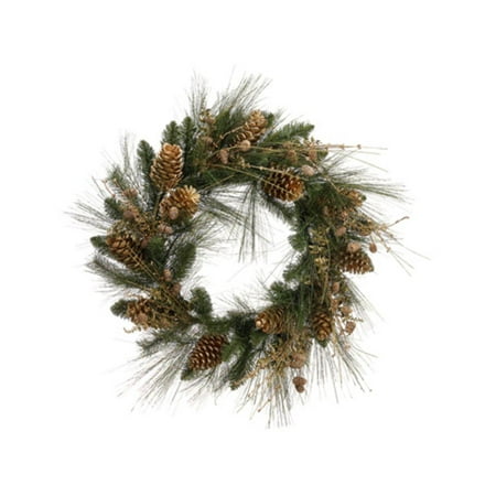 Allstate 26" Gold Glitter Pine Cone and Berry Artificial Christmas Wreath