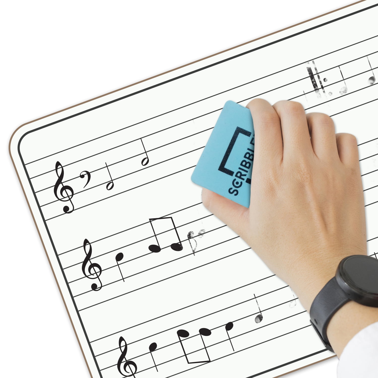 Scribbledo 10 Pack Dry Erase Music Staff Lap White Boards 9"X12" l Write Musical Notes and More (Double Sided Whiteboards) Includes 10 Erasers