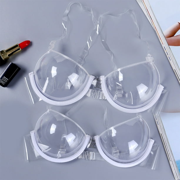 Transparent Plastic 3/4 Cup Clear Strap Invisible Bra Women's Sexy  Underwear