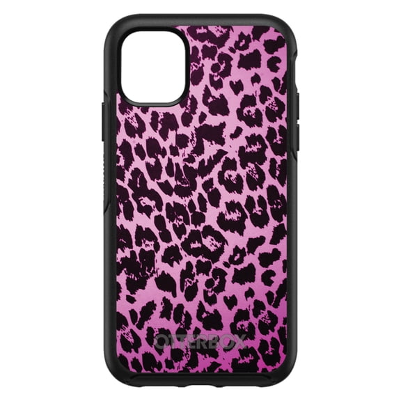 DistinctInk OtterBox Symmetry Custom Case for Apple iPhone 15 (6.1" Screen) - Pink Purple Leopard Skin Spots - Slim Profile Design