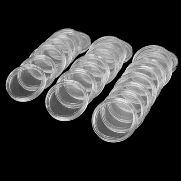 200Pcs 21mm Round Clear Plastic Coin Holder Capsules Box Storage Clear Round Display Cases Coin Holders