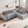 thumbnail image 2 of 91.5-Inch L Shaped Couch, with Pull Out Bed and Storage Sectional Sleeper Sofa with Hidden Storage , Sleeper Sofa Bed with storage,for Living Room, Apartment, Bedroom, Office, 2 of 21