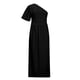 thumbnail image 4 of Vestido de hombro inclinado de manga corta con abertura en el dobladillo del hombro inclinado con volantes de color sólido de otoño para mujer Fridja bnh6940, 4 of 8