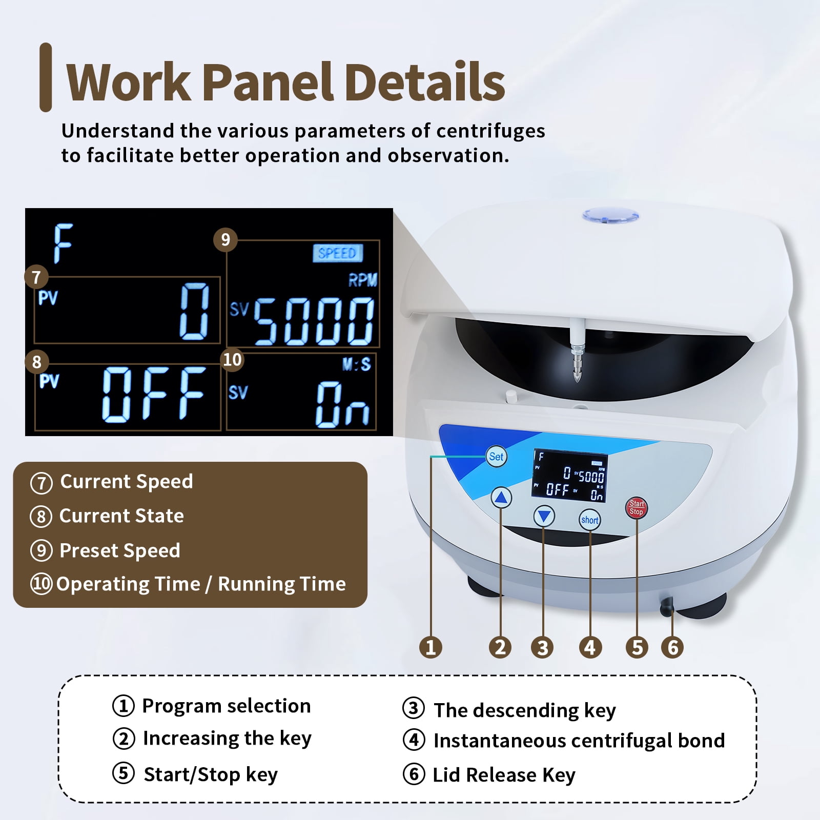 6 x 10/15ml centrifuge tubes Scientific Mini Centrifuge, Lab PRP Benchtop Centrifuge LCD Digital Desktop Lab Centrifuge, for Food&Beverage Impurity Separation