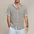 thumbnail image 2 of Summer Plus Size Tops for Men Fashion Casual V-neck Sleeve Pullover Breathable Shirt Blouse, 2 of 5