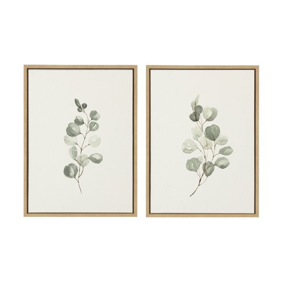 Kate and Laurel Sylvie Eucalyptus Plants Framed Canvas Art Print, 18" x 24", by Maja Mitrovic of Makes My Day Happy