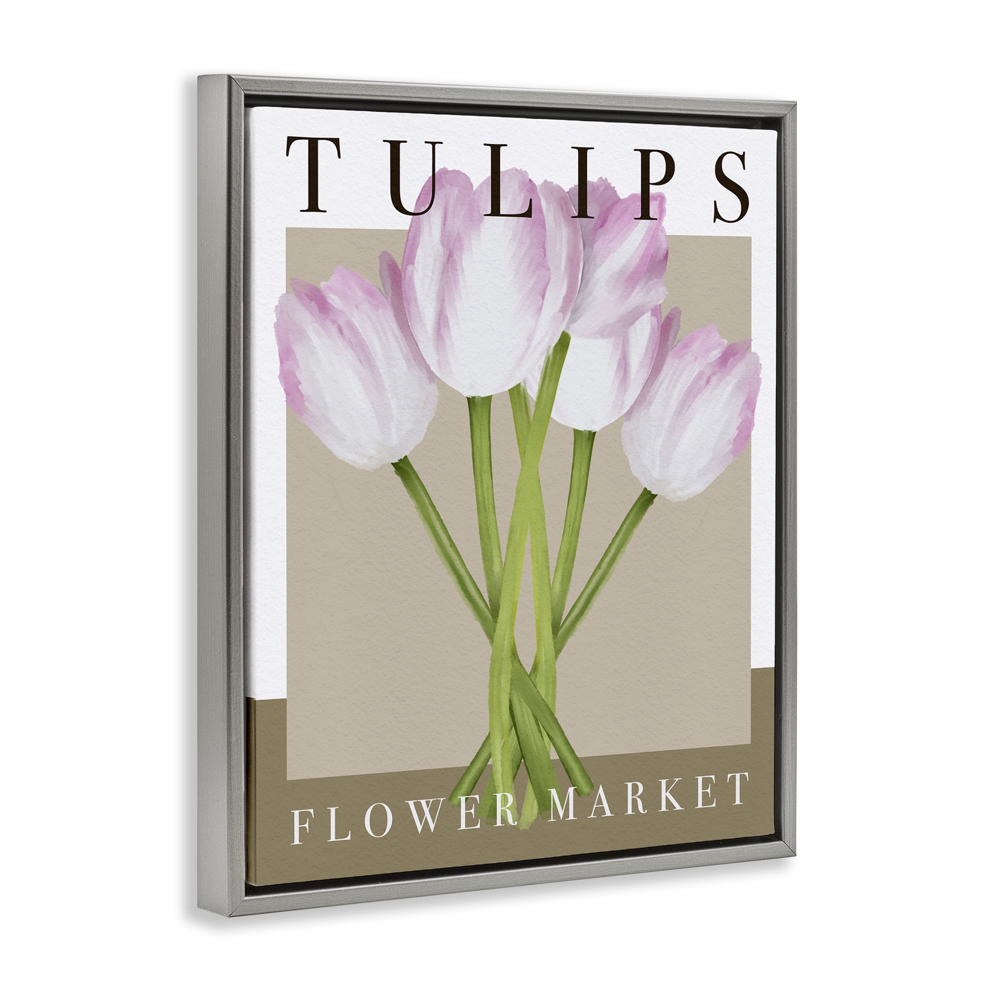 Stupell Industries Tulips Flower Market Gray Framed Floater Canvas Wall Art, design by Jennifer Stith