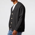 thumbnail image 3 of GrmtClth Mens Cardigan Sweaters Long Sleeve Waffle Knitted Sweater Loose Fit Open Front Cardigan Button Down Lightweight Jackets Black L, 3 of 4