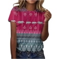 thumbnail image 3 of JTZGDY Plus Size Tops for Women Vintage Floral Printed Summer Short Sleeve Basic Crewneck Graphic T-Shirts Loose Oversized Dressy Casual Tunic Blouse Multicolor#40 M, 3 of 5