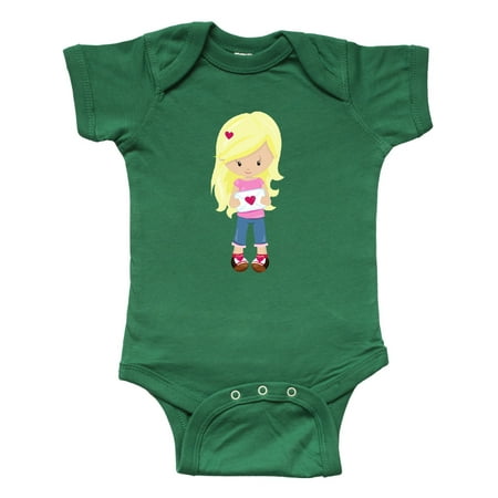 

Inktastic Valentine s Day Girl Blonde Hair Girl In Love Gift Baby Girl Bodysuit