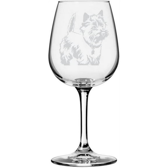 Cairn Terrier Dog Themed Etched All Purpose 12.75oz Libbey Wine Glass
