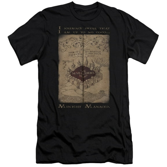 Harry Potter - Marauders Map Words - Premium Slim Fit Short Sleeve Shirt - Large