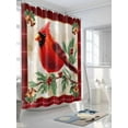thumbnail image 3 of Christmas Cardinal Shower Curtain Set ，Waterproof Fabric Shower Curtains Red Bird Berry Holly Bells Red Plaid Shower Curtains for Bathroom,Bathroom Decor 36"x72", 3 of 6