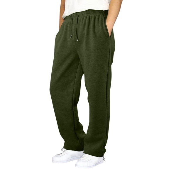 Hudaneo Teen Boys Baggy Straight Leg Sweatpants Open Bottom Drawstring Waist Pockets, 5-16 Years
