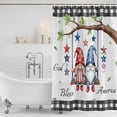 thumbnail image 2 of Shower Curtain Bathroom Set Patriotic Gnome Tree Branch Leaf Waterproof Fabric Shower Curtains with Grommets&Hooks, July 4th Star Buffalo Plaid Privacy Bath Curtain for Bathtub 36x72in, 2 of 9