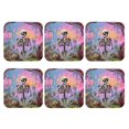 thumbnail image 2 of Fuzoiu Sky Sunflower Skull Print Leather Coasters Set,Drink Coasters Set of 6,for Tabletop Protection, Durable PVC Coasters,Home Décor and Housewarming Gift,Square, 2 of 7