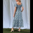 thumbnail image 7 of Women Summer Casual Square Neck Flutter Sleeve Boho Smocked A-Line Flowy Tiered Modest Midi Sun Dress with Pockets Style 1 XL, 7 of 7