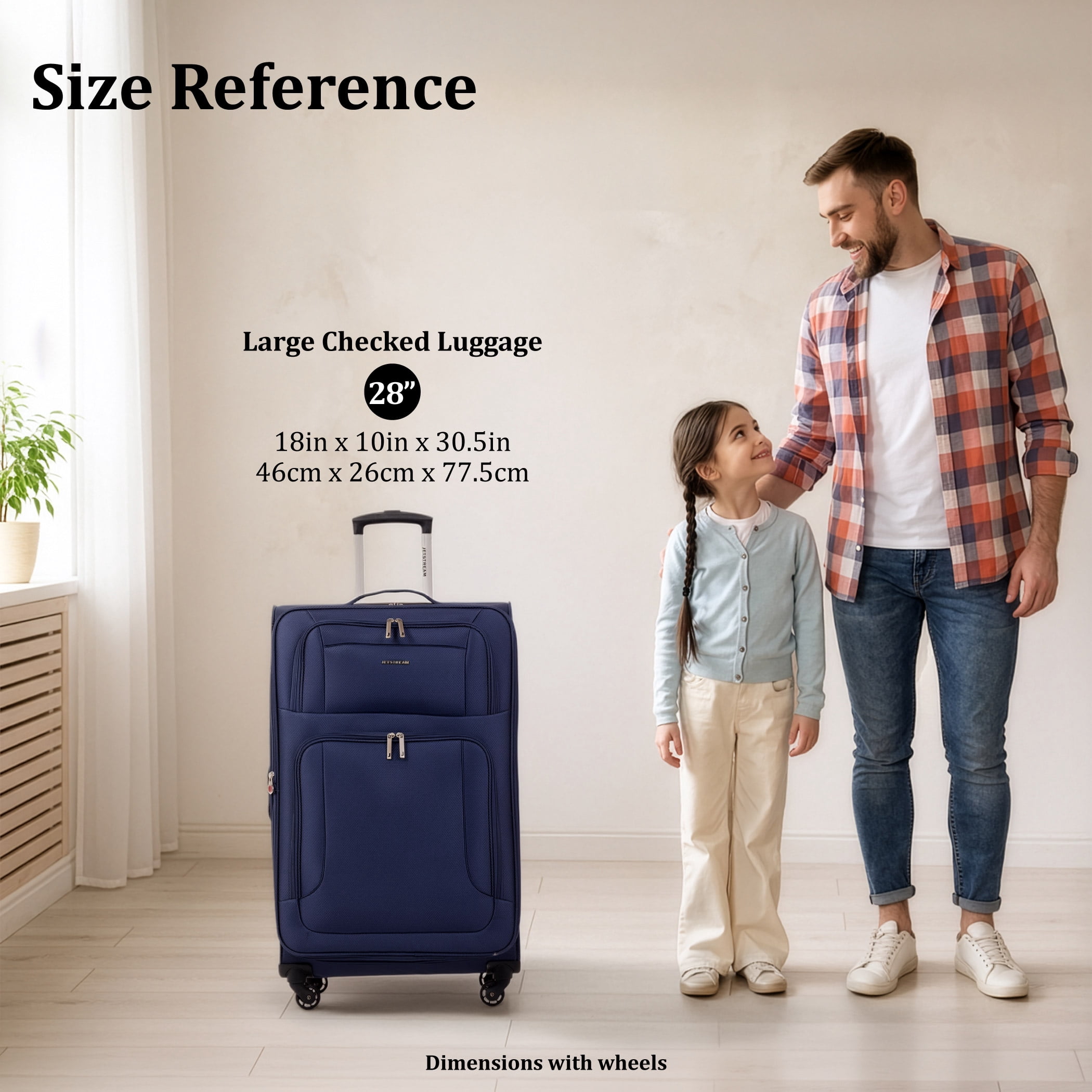 Jetstream Softside Large Checked Luggage, Lightweight Rolling Travel Suitcase with Spinner Wheels