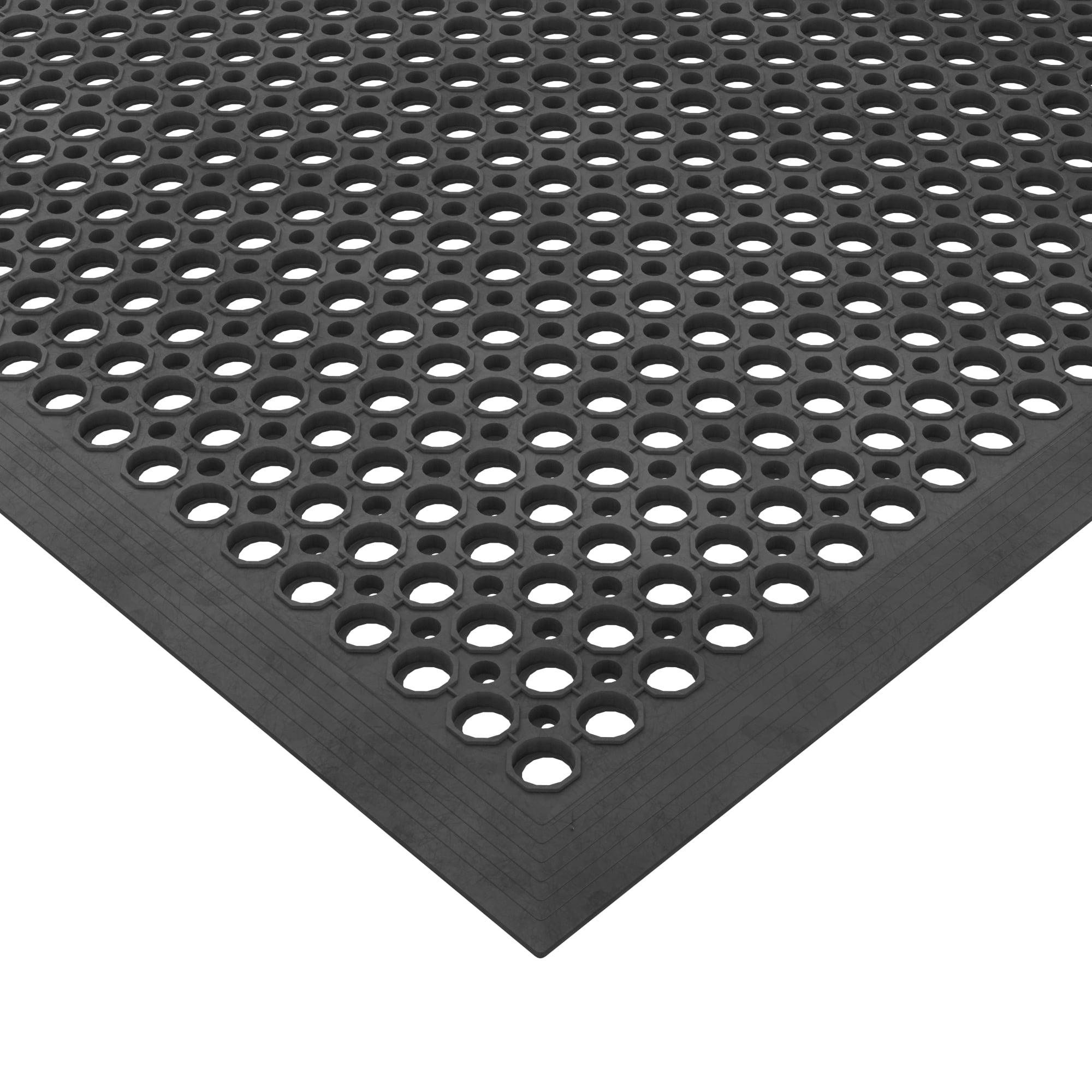Ottomanson Indoor/Outdoor Rubber Mat 3x5 Non-Slip Door Mat for Restaurant Bar Bathroom, Black, 35" x 60"