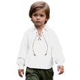 thumbnail image 2 of UACY Boys Medieval Pirate Shirt, Kids Pirate Top, Ruffled Long Sleeve Renaissance Tops for Halloween Party Cosplay, 2 of 8