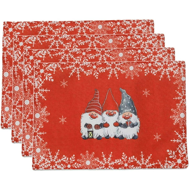 4Pcs Christmas Gnome Placemats,Christmas Table Mats For Dining Table Christmas Table Decorations Non-Slip Washable Place Mats For Family Dinners Party Supplies Red 12" X 18" - Walmart.com