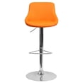 thumbnail image 4 of Contemporary Orange Vinyl Bucket Seat Adjustable Height Barstool with Chrome Base, 4 of 4