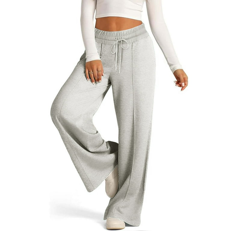 Womens Trousers Wide Leg Lounge Pants High Waisted Loose Comfy
