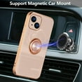 thumbnail image 4 of Electroplated Magnetic Ring Holder Case for iPhone 15, 360 Degree with Rotation Metal Anti-Drop Finger Ring Holder Magnet Car Holder Soft Slim Silicone Shockproof Cover - Light Pink, 4 of 18