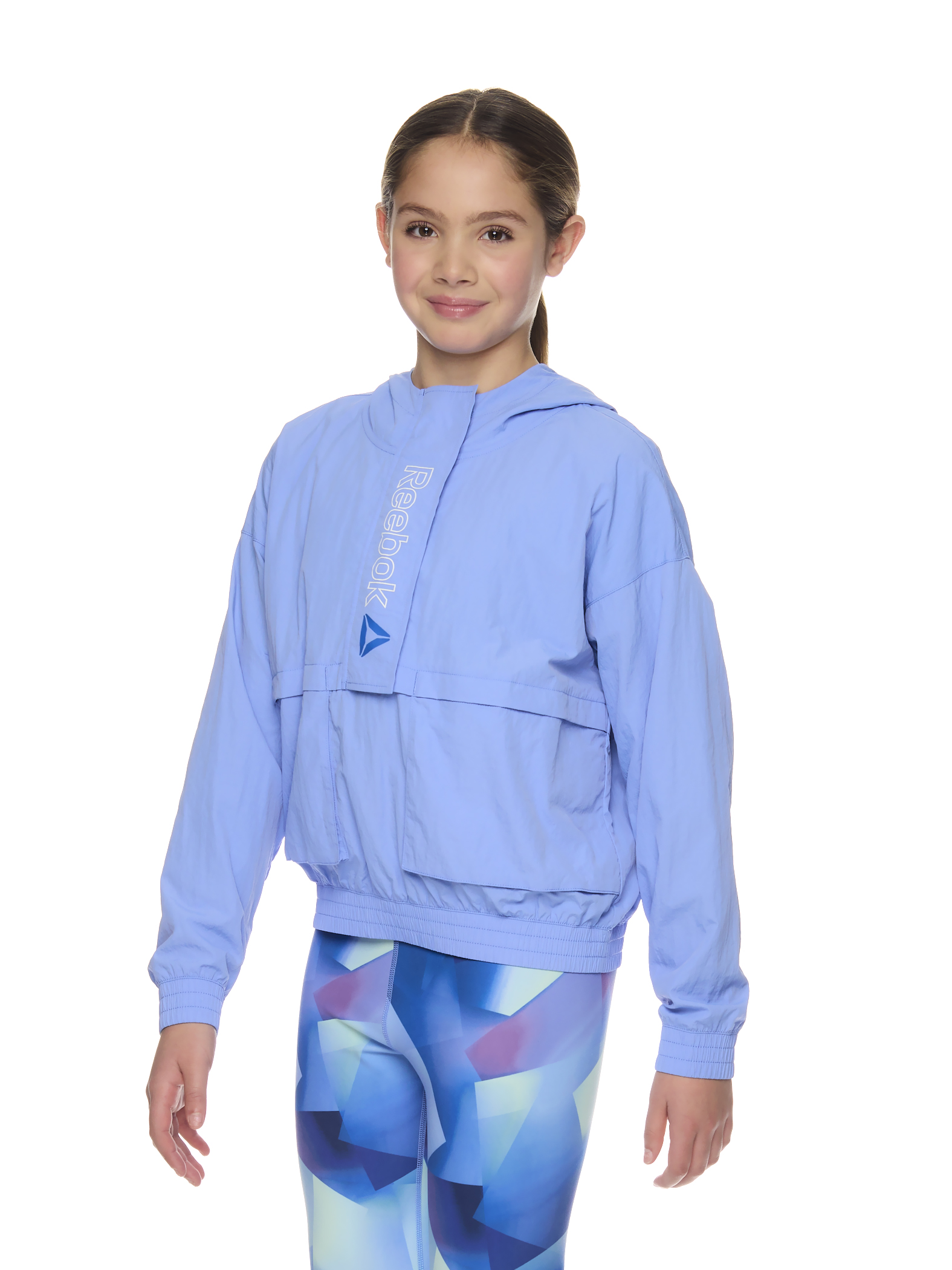 Reebok Girl’s Active Hooded Velocity ½ Zip Windbreaker, Sizes 4-18
