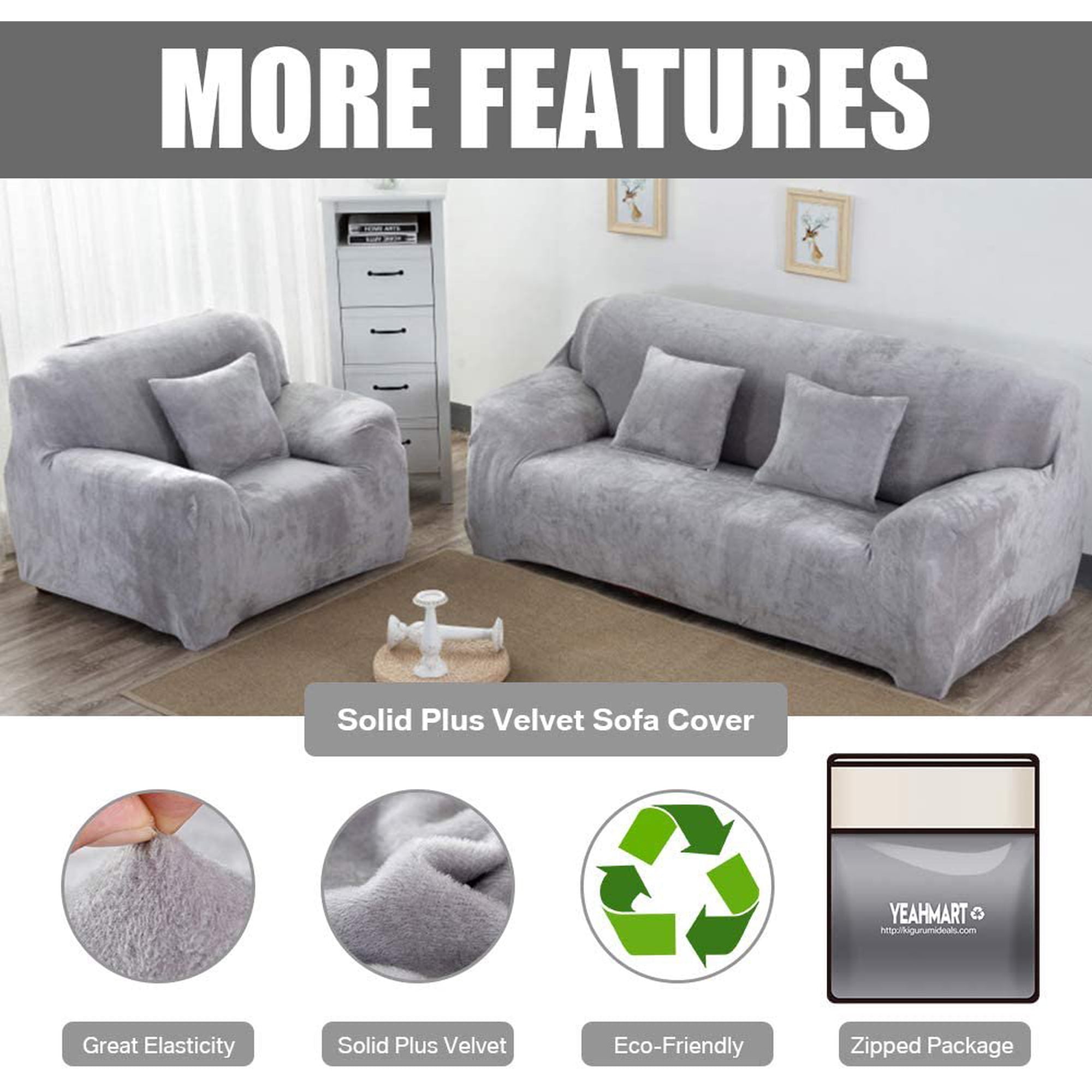 Housse canapé 2 places avec accoudoirs housses de canapé extensible universelle housse antidérapante housse canapé gris clair