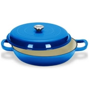 Klee Enameled Cast Iron Covered Casserole Dish with Lid, 3.8 Qt, 12-inch (Blue)