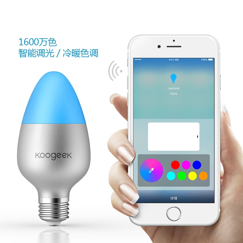 Koogeek Ampoule LED Couleur et Lumière Réglable E27 WiFi Intelligente 8W avec 160 Couleurs pour Apple Homekit Siri 500LM 2700-6000K AC200-240V 