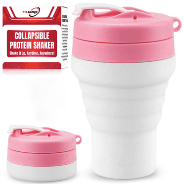 Tilcore Collapsible 600ml Pink Shaker Bottle with Lid