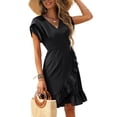 thumbnail image 1 of Starybirds Women's Petal Sleeve Dress Sexy V Neck Summer Dresses Black XXL, 1 of 6