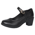 thumbnail image 1 of Heiheiup Women Casual Shoes Fashionable New Pattern Simple And Pure Color Round Toe Buckle Strap Low Heel Thick Heel Comfortable Shoes, 1 of 9