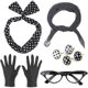 thumbnail image 1 of 50s Costume Accessories Set Kit Women Scarf Cat Eye Glasses Polka Dot Bandana Tie Headband Earrings And Gloves, 1 of 1